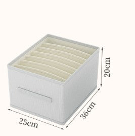 Grey Fabric Collapsible Wardrobe Organizer - 7 or 9 Grids for Pants, Leggings, and Clothes Storage.